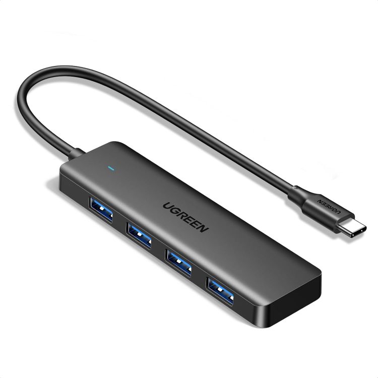 Picture of UGREEN USB C Hub, USB HUB 3.0 with 15CM Extension Cable, USB Adapter with 4*USB-A Ports, Slim USB C Splitter for Mouse, Keyboard, Card Reader, Compatible with Laptop, Desktop PC, Mobile Phone, etc. | High Speed Transfer 5Gbps Compatible with MacBook iMac Surface XPS PC Laptop Hard Disk Keyboard Mouse