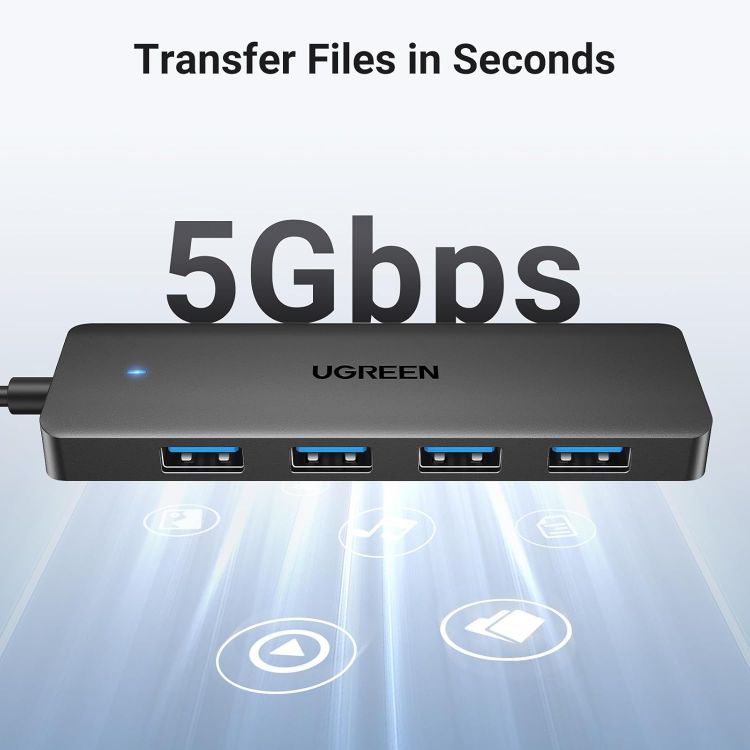 Picture of UGREEN USB C Hub, USB HUB 3.0 with 15CM Extension Cable, USB Adapter with 4*USB-A Ports, Slim USB C Splitter for Mouse, Keyboard, Card Reader, Compatible with Laptop, Desktop PC, Mobile Phone, etc. | High Speed Transfer 5Gbps Compatible with MacBook iMac Surface XPS PC Laptop Hard Disk Keyboard Mouse