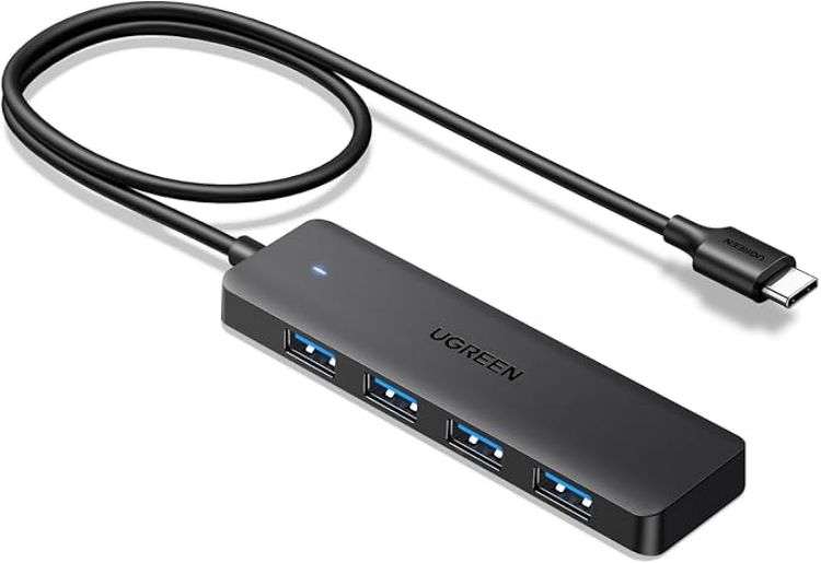 Picture of UGREEN USB C Hub, USB HUB 3.0 with 15CM Extension Cable, USB Adapter with 4*USB-A Ports, Slim USB C Splitter for Mouse, Keyboard, Card Reader, Compatible with Laptop, Desktop PC, Mobile Phone, etc. | High Speed Transfer 5Gbps Compatible with MacBook iMac Surface XPS PC Laptop Hard Disk Keyboard Mouse