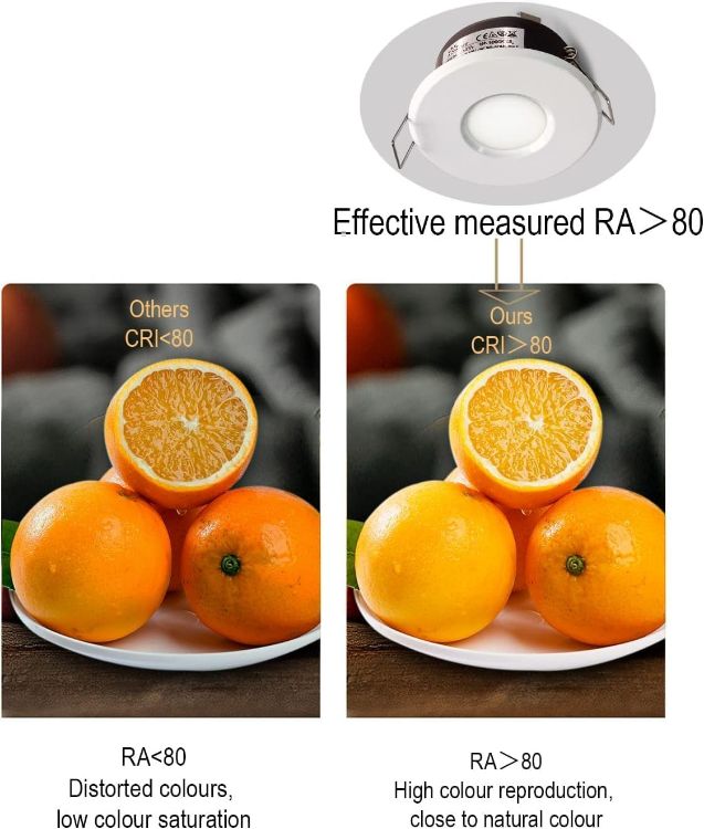 Picture of 4XSweier 5W IP65 Waterproof LED Recessed Ceiling Lights, Warm White 3000K 430LM, Suitable for Bathroom and Kitchen Spotlights (Including GU10 lamp Holder) White Downlight Cut-Out 68mm