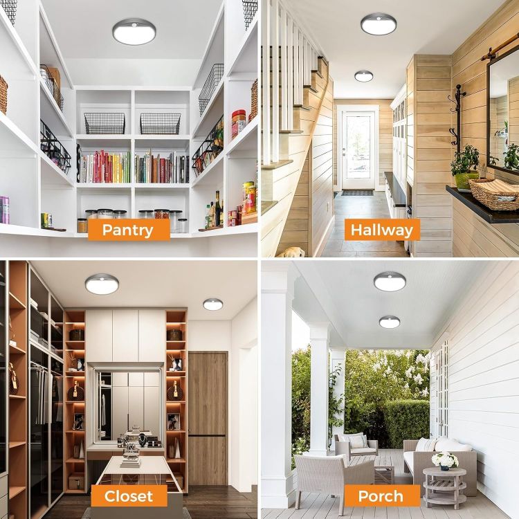 Picture of slochi LED Ceiling Light with Motion Sensor, 3000K-4000K-6500K & 100W Equivalent Motion Sensor Lights Indoor, 15W 1500LM 18cm Bathroom Ceiling Light for Bath,Porch,Stairs,Garage