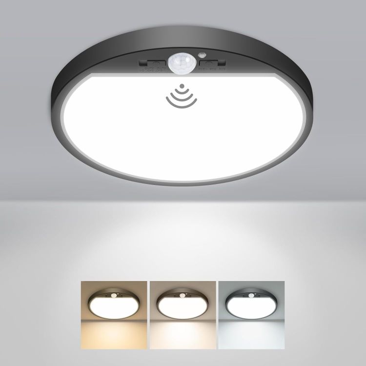 Picture of slochi LED Ceiling Light with Motion Sensor, 3000K-4000K-6500K & 100W Equivalent Motion Sensor Lights Indoor, 15W 1500LM 18cm Bathroom Ceiling Light for Bath,Porch,Stairs,Garage