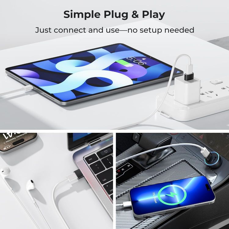 Picture of BASESAILOR USB to USB C Adapter,USBC Female to USB A Male Adapter,Type C Converter Charger for iPhone 17 17e Pro Max,16 15,Apple Watch iWatch S11 S10,AirPods,iPad Mini Air,Samsung Galaxy S26 S25,3Pack | Type C Converter Charger for iPhone 17 17e Pro Max,16 15,Apple Watch iWatch S11,AirPods,iPad Mini Air,Samsung Galaxy S26 S25