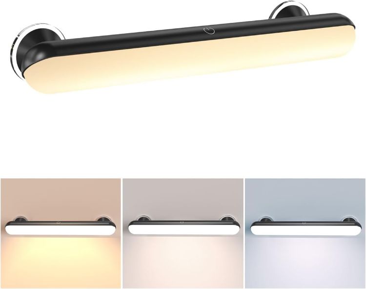 Picture of GOVSSING Makeup Mirror Lights Stick On Mirror, Vanity Lights with USB 5000mAh Rechargeable Battery Operated, Make Up Light with Remote, Magnetic Dressing Table Lights with 3 Color Temps for Bathroom