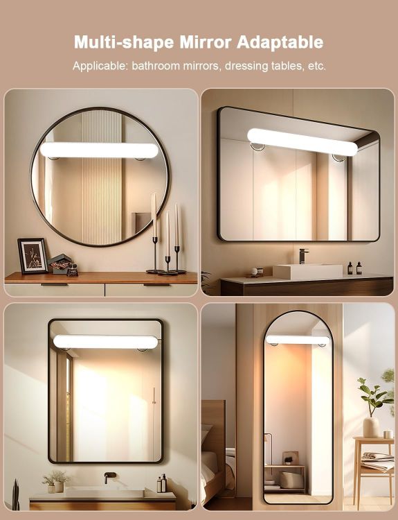Picture of GOVSSING Makeup Mirror Lights Stick On Mirror, Vanity Lights with USB 5000mAh Rechargeable Battery Operated, Make Up Light with Remote, Magnetic Dressing Table Lights with 3 Color Temps for Bathroom