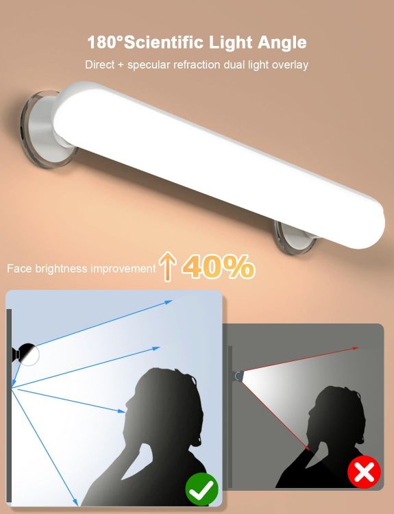 Picture of GOVSSING Makeup Mirror Lights Stick On Mirror, Vanity Lights with USB 5000mAh Rechargeable Battery Operated, Make Up Light with Remote, Magnetic Dressing Table Lights with 3 Color Temps for Bathroom