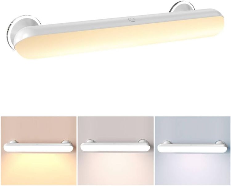 Picture of GOVSSING Makeup Mirror Lights Stick On Mirror, Vanity Lights with USB 5000mAh Rechargeable Battery Operated, Make Up Light with Remote, Magnetic Dressing Table Lights with 3 Color Temps for Bathroom