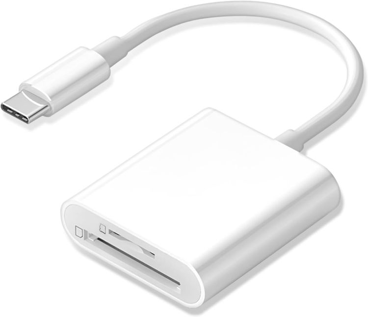 Picture of USB C SD Card Reader, Type C Card Reader with Dual Slot Memory Card Reader Trail Camera Viewer USB C to SD Card OTG Adapter for iPhone 15 16/iPad/MacBook/Mac, and More Type-C Devices, Plug and Play