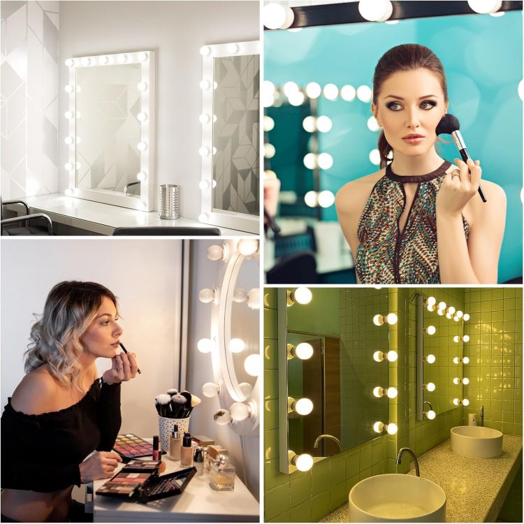 Picture of Vanity Mirror Lights Kits, 10 Bulbs Hollywood Style LED Makeup Lights with USB Cable, 3 Colour Changing & 9-Level Brightness, Make up Light for Dressing Table Room, Bathroom, Bedroom