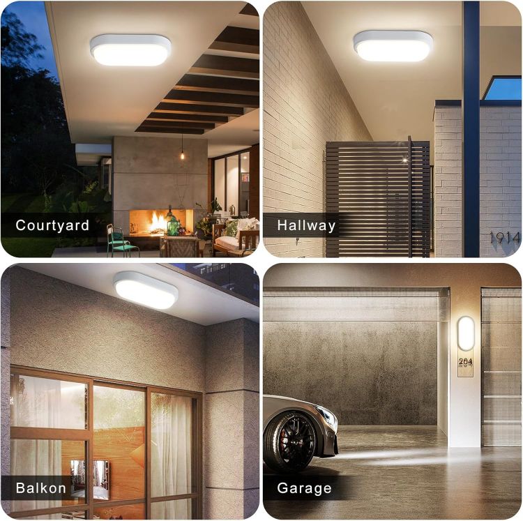 Picture of 12W LED Wall Light Outside 2 Pack, IP54 Bathroom Bulkhead Light, LED Ceiling Light, 1200LM 4000K Porch Light for Indoor, Outdoor, Hallway, Cellar, Garden, Garage