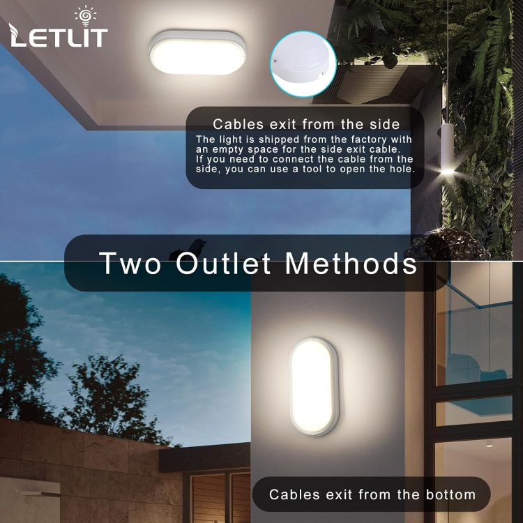 Picture of 12W LED Wall Light Outside 2 Pack, IP54 Bathroom Bulkhead Light, LED Ceiling Light, 1200LM 4000K Porch Light for Indoor, Outdoor, Hallway, Cellar, Garden, Garage