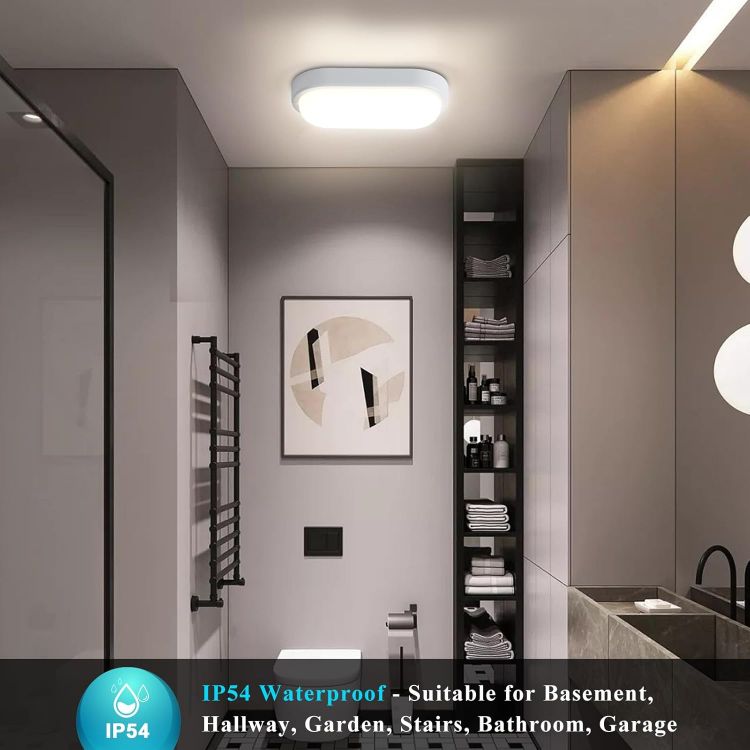 Picture of 12W LED Wall Light Outside 2 Pack, IP54 Bathroom Bulkhead Light, LED Ceiling Light, 1200LM 4000K Porch Light for Indoor, Outdoor, Hallway, Cellar, Garden, Garage