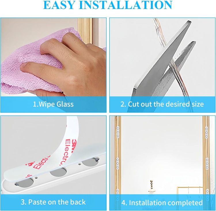 Picture of 5M LED Vanity Mirror Light Kit, 60 Dimmable LEDs, 3 Colors Hollywood Style Dressing Table Strip, for Bathroom Makeup Vanity