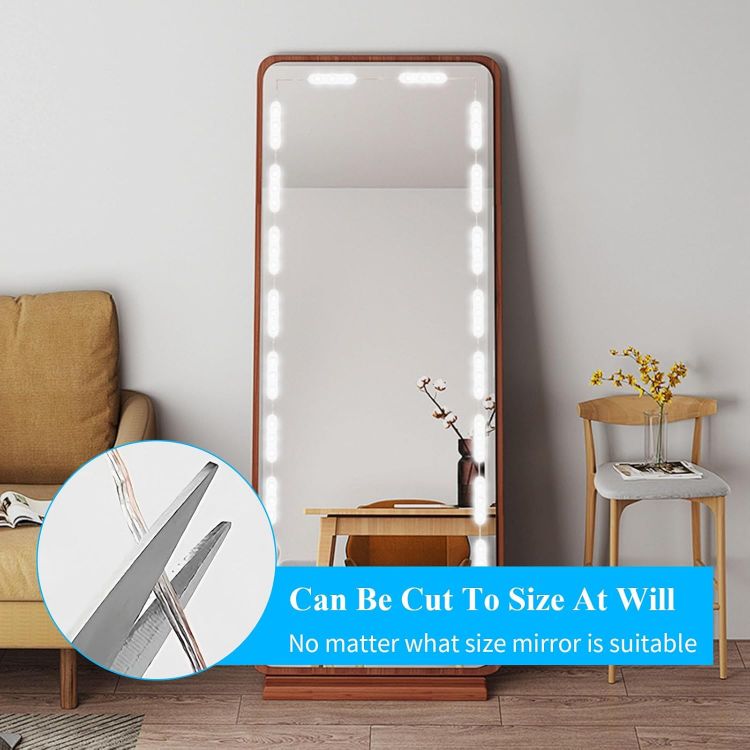 Picture of 5M LED Vanity Mirror Light Kit, 60 Dimmable LEDs, 3 Colors Hollywood Style Dressing Table Strip, for Bathroom Makeup Vanity