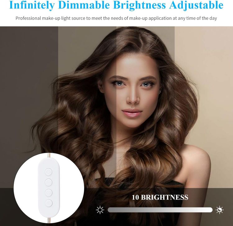 Picture of 5M LED Vanity Mirror Light Kit, 60 Dimmable LEDs, 3 Colors Hollywood Style Dressing Table Strip, for Bathroom Makeup Vanity