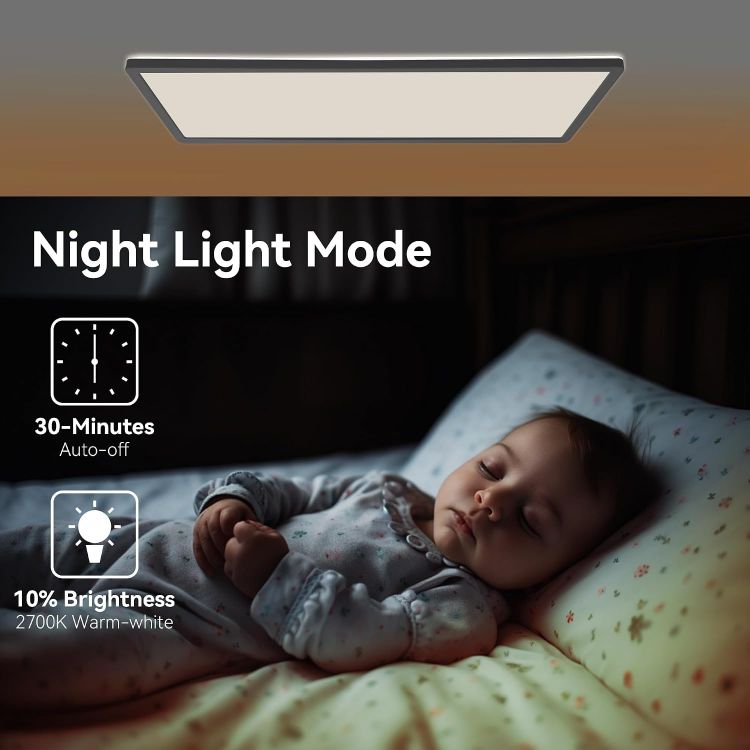 Picture of ONDTA Black Ceiling Lights 22W, 2800LM, 23x8'' 2700K-6500K Dimmable | with Remote control, Memory function, IP44, rectangular, Modern ultra thin LED Panel for kitchen, bedroom, bathroom, office