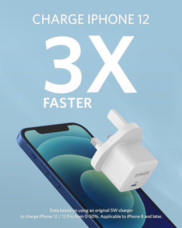 Picture of USB C Plug, Anker 20W USB C Charger, Fast Charging PowerPort III Cube Charger, Compatible with iPhone 17/16/16 Plus/16 Pro/16 Pro Max, 15/14/13/12 Series, Galaxy, iPad (Cable Not Included)