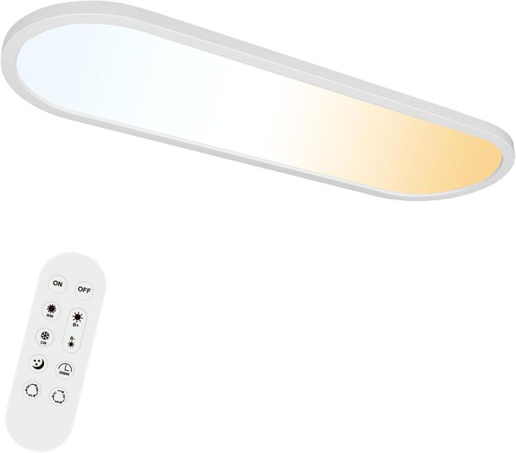 Picture of ONDTA LED Ceiling Light 22W, 23.6x8'' 2700K-6500K 3000LM Oval Black | Dimmable with Remote Control, Memory function, IP44 Waterproof, Modern LED Panel for Bathroom, Kitchen, Bedroom, Office