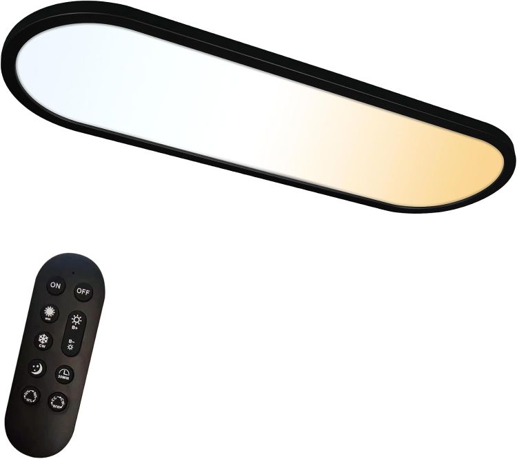 Picture of ONDTA LED Ceiling Light 22W, 23.6x8'' 2700K-6500K 3000LM Oval Black | Dimmable with Remote Control, Memory function, IP44 Waterproof, Modern LED Panel for Bathroom, Kitchen, Bedroom, Office
