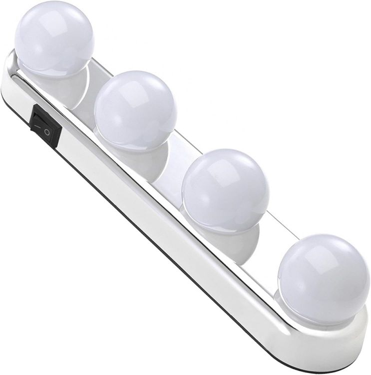 Picture of GEEZY Stick-On Vanity Lights for Mirror - Battery Powered, Cordless, Easy Setup - Hollywood Style LED Makeup Lights for Dressing Table, Bathroom, Vanities - Great for Makeup, Grooming, Shaving