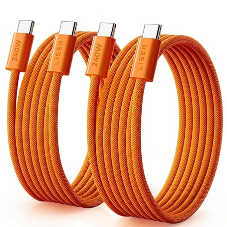Picture of LISEN 240W USB C to USB C Cable [2-Pack 2m] USB C Charger Cable, Nylon Type C Charger Cable Fast Charging for iPhone 17 16 15 Pro Max, MacBook Pro/Air, iPad Pro, Samsung Galaxy S25 S24, Switch 2