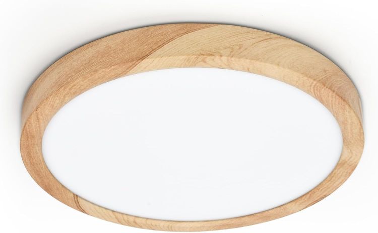Picture of LVL LED Ceiling Light, 12W Wood Grain Flat Small Round Nordic Flush Ceiling Light for Bedroom Living Room Kitchen Bathroom Lights (12W)