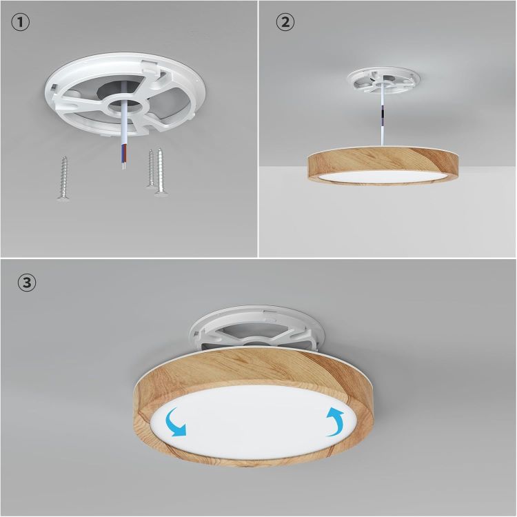 Picture of LVL LED Ceiling Light, 12W Wood Grain Flat Small Round Nordic Flush Ceiling Light for Bedroom Living Room Kitchen Bathroom Lights (12W)