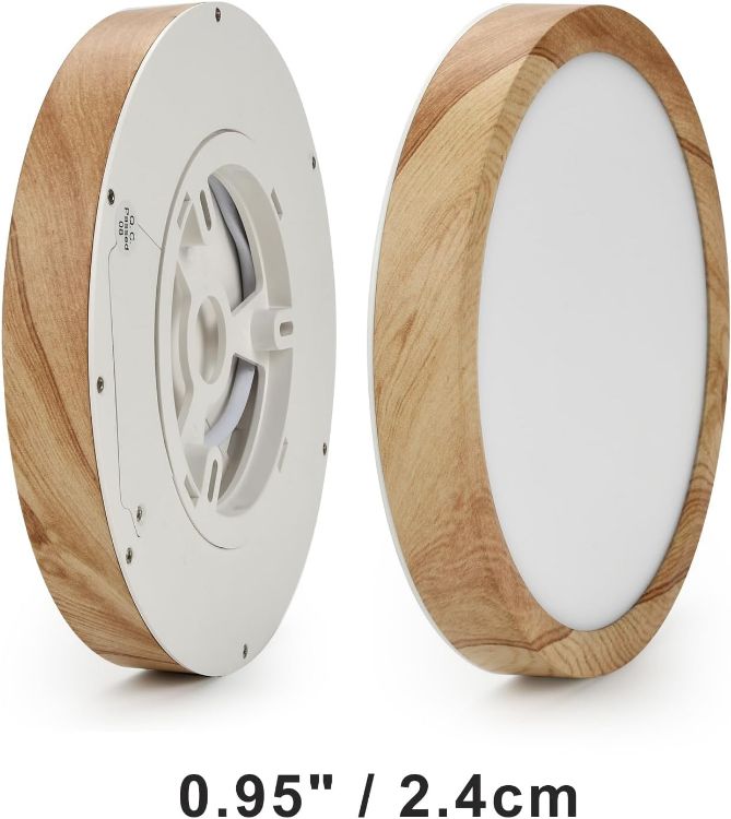 Picture of LVL LED Ceiling Light, 12W Wood Grain Flat Small Round Nordic Flush Ceiling Light for Bedroom Living Room Kitchen Bathroom Lights (12W)