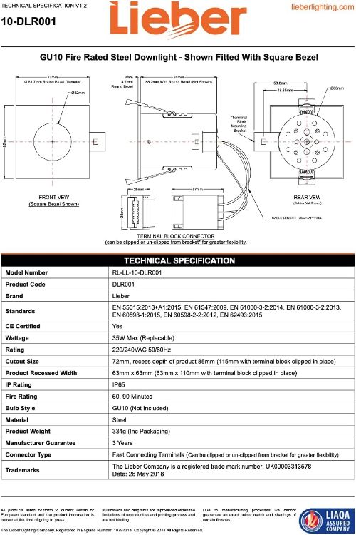 Picture of Antique Brass GU10 LED Downlights for Ceiling — IP65 Fire Rated Bathroom Lights for Ceiling | Lieber Recessed Ceiling Spotlights for Kitchen, Bedroom, Office | Single Light, Vintage Renovation