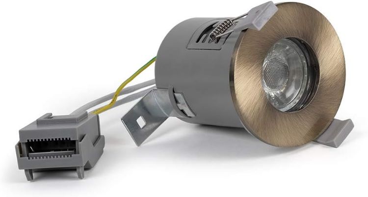 Picture of Antique Brass GU10 LED Downlights for Ceiling — IP65 Fire Rated Bathroom Lights for Ceiling | Lieber Recessed Ceiling Spotlights for Kitchen, Bedroom, Office | Single Light, Vintage Renovation