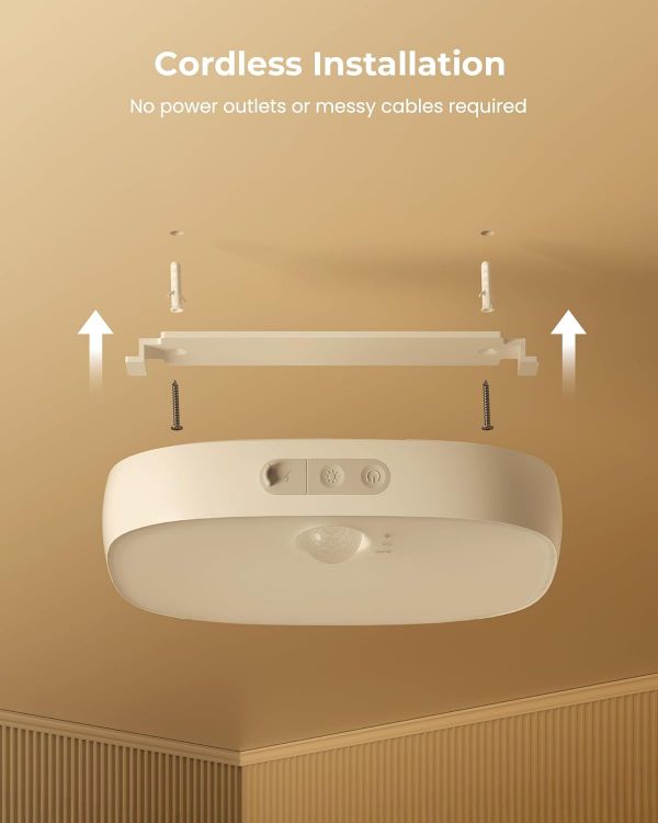 Picture of FULEN Motion Sensor Ceiling Light, Rechargeable Closet Light with 10000mAh Battery, LED Shower Lamp for Bathroom,IP65 Waterproof, Cordless Ceiling Lamp with RGB Colors, Remote Control 