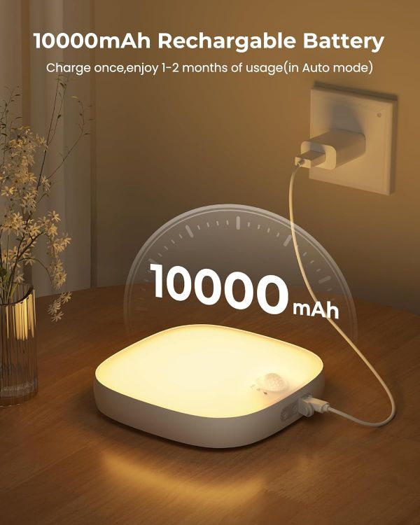 Picture of FULEN Motion Sensor Ceiling Light, Rechargeable Closet Light with 10000mAh Battery, LED Shower Lamp for Bathroom,IP65 Waterproof, Cordless Ceiling Lamp with RGB Colors, Remote Control 