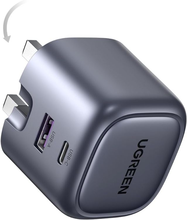 Picture of UGREEN USB C Charger PD 35W USB C Plug Nexode 2-Port Compact Fast Charger Plug Foldable GaN Charger Compatible with iPhone 17/16/15/14/13/12, Galaxy S10-S25 Series, Pixel 9/8/7/6