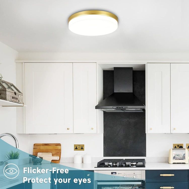 Picture of LED Ceiling Light, 36W Gold Ceiling Light, 4000K Natural White Bathroom Light, 3240LM Bright Round Ceiling Lights for Kitchen, Bedroom, Hallway, Utility Room, Laundry, Toilet, Porch, Ø23 CM [Energy Class E]