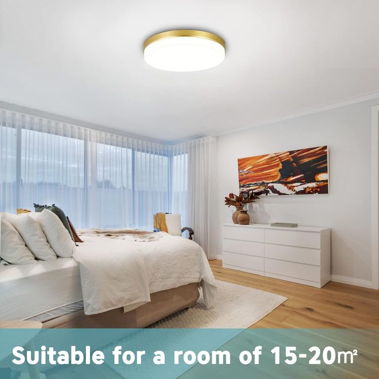 Picture of LED Ceiling Light, 36W Gold Ceiling Light, 4000K Natural White Bathroom Light, 3240LM Bright Round Ceiling Lights for Kitchen, Bedroom, Hallway, Utility Room, Laundry, Toilet, Porch, Ø23 CM [Energy Class E]