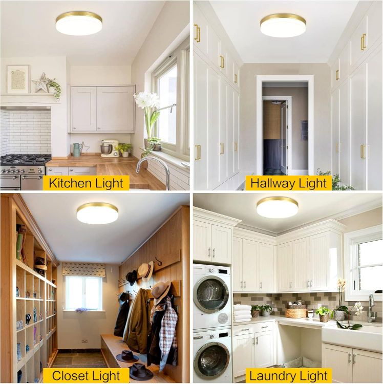 Picture of LED Ceiling Light, 36W Gold Ceiling Light, 4000K Natural White Bathroom Light, 3240LM Bright Round Ceiling Lights for Kitchen, Bedroom, Hallway, Utility Room, Laundry, Toilet, Porch, Ø23 CM [Energy Class E]