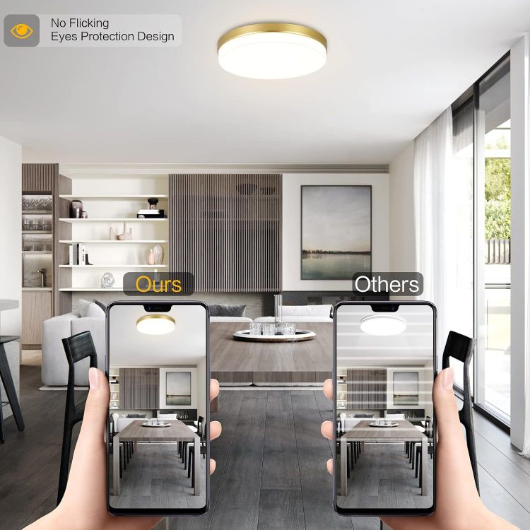 Picture of LED Ceiling Light, 36W Gold Ceiling Light, 4000K Natural White Bathroom Light, 3240LM Bright Round Ceiling Lights for Kitchen, Bedroom, Hallway, Utility Room, Laundry, Toilet, Porch, Ø23 CM [Energy Class E]
