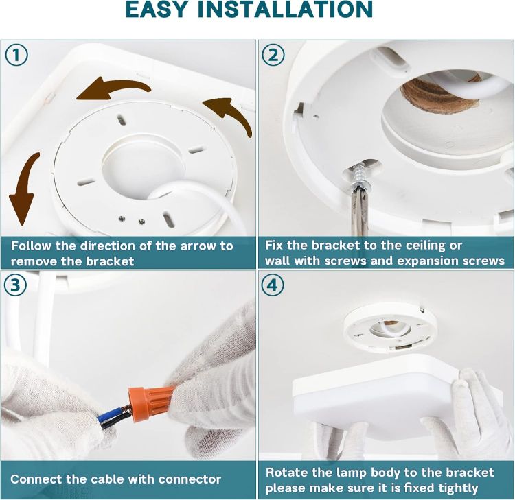 Picture of LED Ceiling Light, 36W 4000K Neutral White Kitchen Lights Ceiling, 4500LM Square Ceiling Lights for Bedroom, Hallway, Office, Utility Room, Toilet, Porch, Corridor, Balcony [Energy Class F]