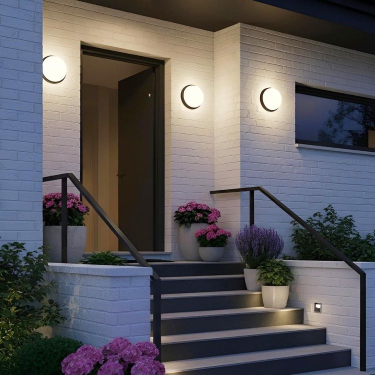 Picture of 14W Led Bulkhead Lights Outdoor, Ip54 Led Round Bathroom Light,1400LM,4000K Black Sauna Wall Light,Waterproof Outside Lights Mains Powered for Porch,Kitchen, Bedroom,Living Room