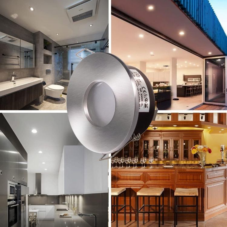 Picture of LED Downlights 5W, GU10 IP65 Bathroom Spotlights 3000K Warm White, 430LM Waterproof Recessed Ceiling Lights for Shower, Kitchen, Cut Out 68-75mm 4 Pack