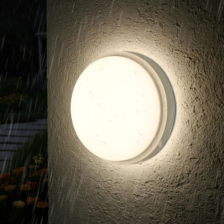 Picture of 14W Outdoor Bulkhead Lights, Ip54 Led Round Bathroom Light,1400LM,4000K Natural White Wall Outside Light,Waterproof Outside Lights for Porch,Kitchen, Bedroom,Living Room