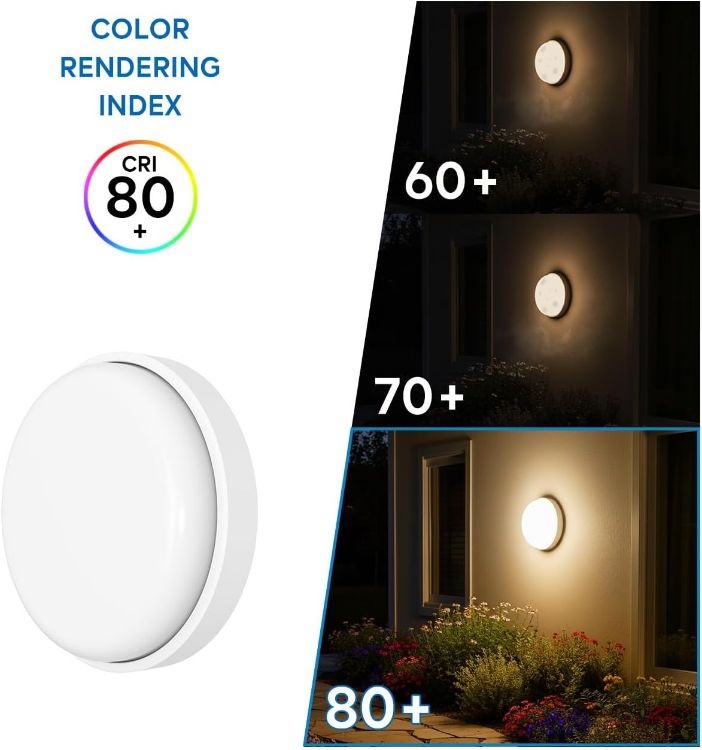 Picture of 14W Outdoor Bulkhead Lights, Ip54 Led Round Bathroom Light,1400LM,4000K Natural White Wall Outside Light,Waterproof Outside Lights for Porch,Kitchen, Bedroom,Living Room