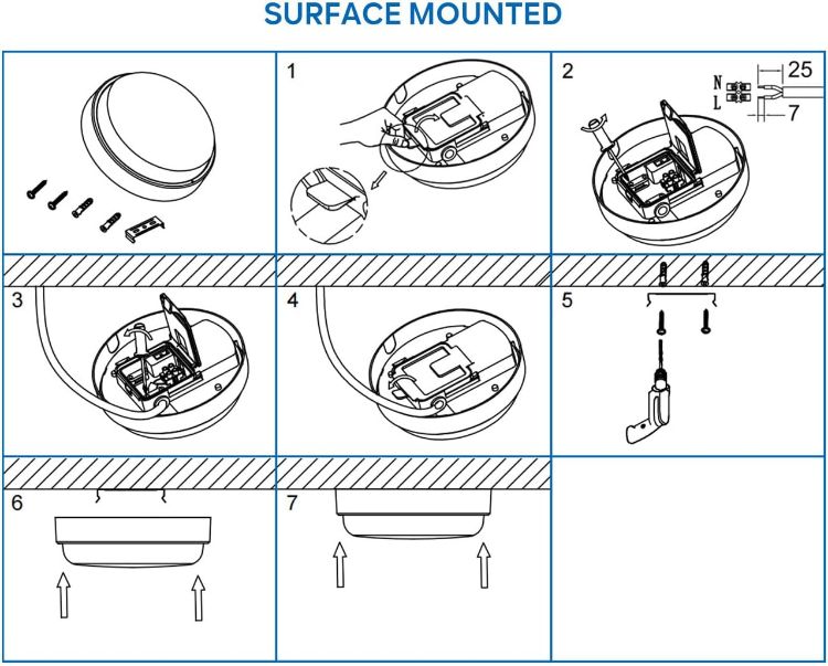 Picture of 14W Outdoor Bulkhead Lights, Ip54 Led Round Bathroom Light,1400LM,4000K Natural White Wall Outside Light,Waterproof Outside Lights for Porch,Kitchen, Bedroom,Living Room