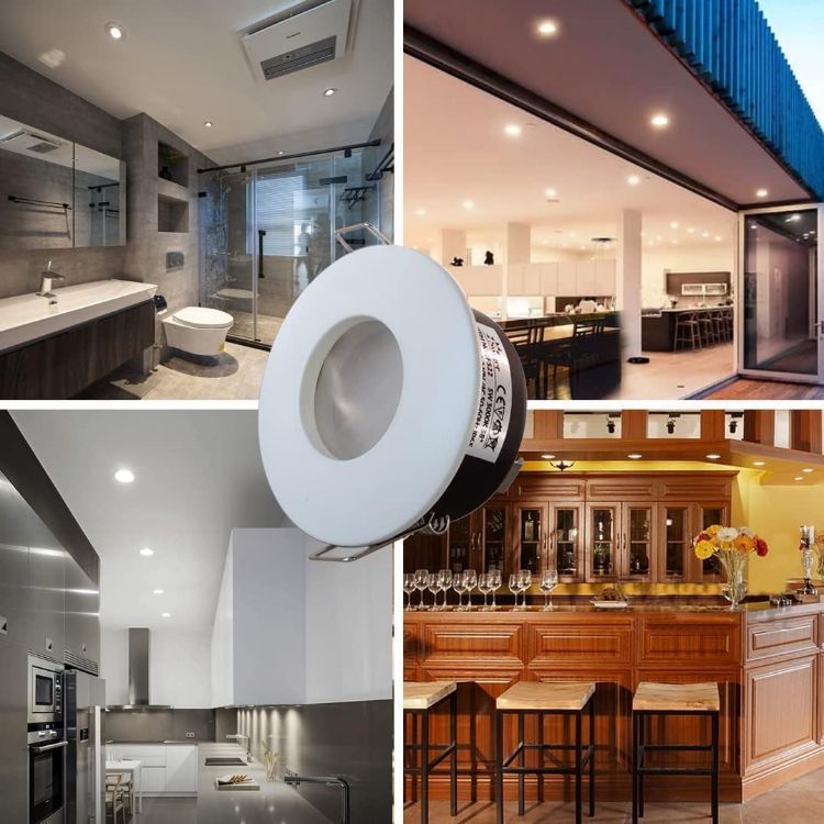 Picture of 4XSweier IP65 Waterproof LED Recessed Ceiling Lights, 5W Warm White 3000K LED Spot, Suitable for Bathroom and Kitchen spotlights (Configure GU10 Lamp Holder) Downlight Cut-Out 68mm