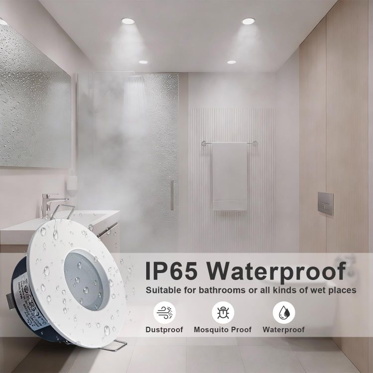 Picture of 4XSweier IP65 Waterproof LED Recessed Ceiling Lights, 5W Warm White 3000K LED Spot, Suitable for Bathroom and Kitchen spotlights (Configure GU10 Lamp Holder) Downlight Cut-Out 68mm
