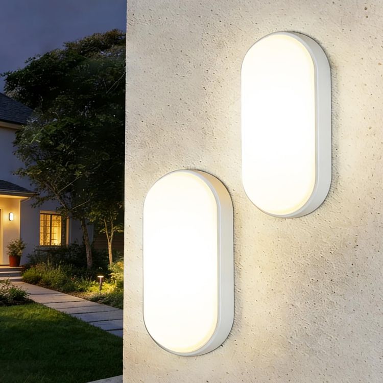 Picture of 14W Bulkhead Lights Outdoor, Ip54 Led Round Bathroom Light,1400LM,4000K Natural White Wall Outside Light,Waterproof Outside Lights Mains Powered for Porch,Kitchen, Bedroom,Living Room (2 Pack)