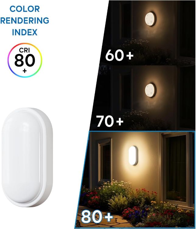 Picture of 14W Bulkhead Lights Outdoor, Ip54 Led Round Bathroom Light,1400LM,4000K Natural White Wall Outside Light,Waterproof Outside Lights Mains Powered for Porch,Kitchen, Bedroom,Living Room (2 Pack)
