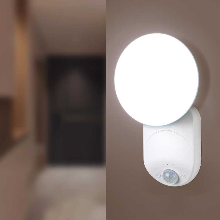 Picture of Rechargeable Motion Sensor Wall Light with Remote - Magnetic Wireless Wall Lights with Adjustable Angle, Battery Operated Motion Sensor Wall Light for Shed Loft Porch Garage Hallway Stair Bathroom [Energy Class E]