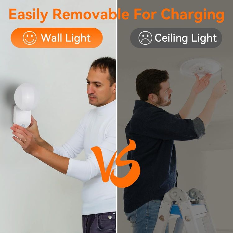 Picture of Rechargeable Motion Sensor Wall Light with Remote - Magnetic Wireless Wall Lights with Adjustable Angle, Battery Operated Motion Sensor Wall Light for Shed Loft Porch Garage Hallway Stair Bathroom [Energy Class E]