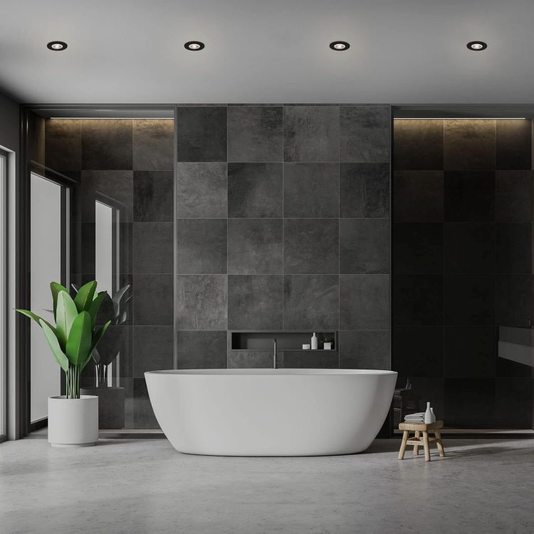 Picture of LED Downlight Spotlights, Set of 4 Recessed Ceiling Lights, IP44 Water Splash Protection, 230V, Warm White, 4.9 W 480lm, LED Downlights, Bathroom Ceiling Lights, 9x2.5cm, Black